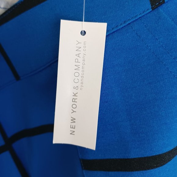 NY&C Women's Wide Leg Capri Ponte Pant High-Waist Stretch Print Blue Size Medium - Picture 10 of 11